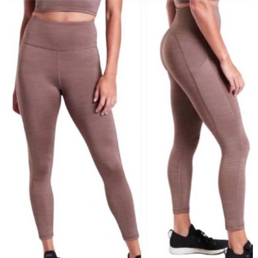 Athleta Women's Ultimate Stash Pocket 7/8 Tight Size XLT Mauve Brown Space Dye